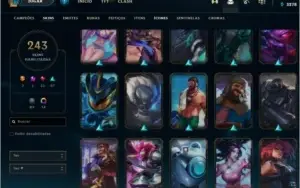 CONTA LEAGUE OF LEGENDS 243 SKINS LVL 190 BARATA