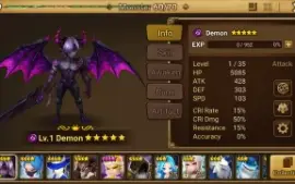 Reroll Summoners War lvl10 com Daemon Dark - Belzebud