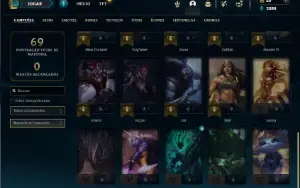 Unranked com 30 Champs e 25 Skins ( MAIN ADC )