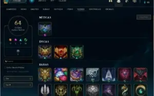 Conta lol Main Adc Platina 4 (48 pdl) Soloq, 64 Ícones.