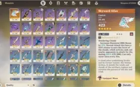 (NA) Genshin Impact AR36 Mona Ganyu Diluc Skyward Atlas