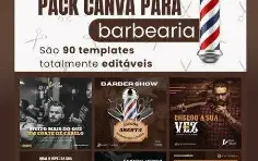 Pack Canva Barbearia - 90 Templates Editáveis para Redes Soc
