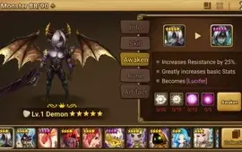 Reroll Summoners War lvl10 com Demon Light + Kaki