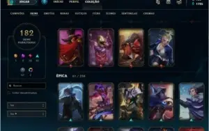 Conta LoL, 182 SKINS, 19 Lendarias, 61 Epicas, 52 Legado.
