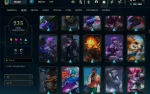 Unranked com TODOS os champs e 235 Skins ( MID / TOP / JG )