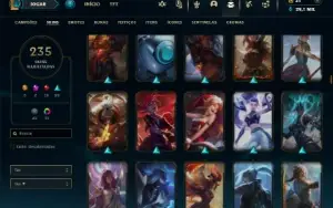 Unranked com TODOS os champs e 235 Skins ( MID / TOP / JG )