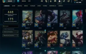 Unranked com TODOS os champs e 235 Skins ( MID / TOP / JG )