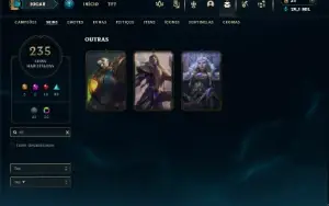 Unranked com TODOS os champs e 235 Skins ( MID / TOP / JG )