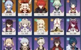 AR 55, HuTao, Childe, Klee, Ganyu, Xiao, Diluc C1