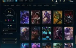 Conta unranked com 42 skins e 93 champs ( 3 vitoriosas )
