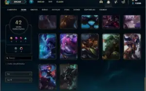 Conta unranked com 42 skins e 93 champs ( 3 vitoriosas )