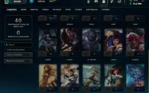 Mestre com 20 Champs e 3 Skins + 1380 RP