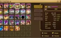 Conta do SW no Global com 104 mobs 6 estrelas sendo 26 nat 5