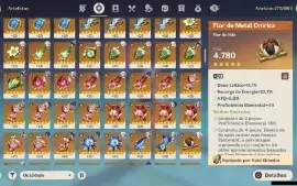 GENSHIN IMPACT - AR59, 18 Personagens T5 + 5 Armas T5