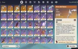 GENSHIN IMPACT - AR59, 18 Personagens T5 + 5 Armas T5