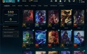 Conta com todos os campeões e 239 skins.