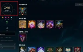Conta com todos os campeões e 239 skins.