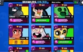 Conta brawl stars 14k e shely estelar e 29 brawlers