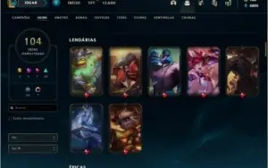 Conta platina 4 com RYZE TRIUNFANTE, 140 champs e 104 skins