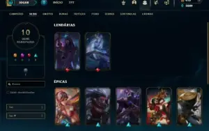 Ouro 3 com 40 Champs e 10 Skins + 13 Espolios