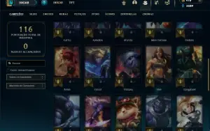 Ouro 3 com 40 Champs e 10 Skins + 13 Espolios