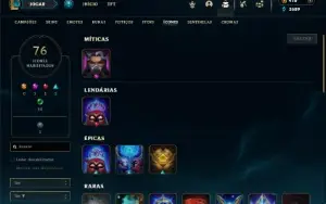 Ouro 3 com 40 Champs e 10 Skins + 13 Espolios