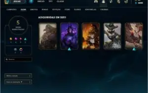 Conta DIAMANTE 1 com 5 skins e 34 champs