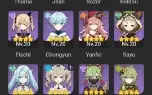 Ganyu + Hutao + Dehya + Jean + 4 armas 5 estrelas.