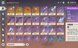 Ganyu + Hutao + Dehya + Jean + 4 armas 5 estrelas.