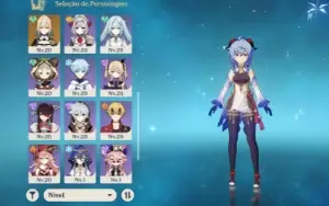Ganyu + Hutao + Dehya + Jean + 4 armas 5 estrelas.