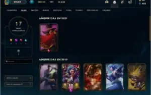 Conta Unranked com 17 skins e 53 champs