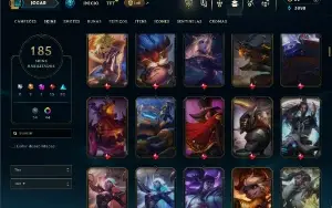 Unranked com TODOS os champs e 185 Skins ( Nivel 499 )