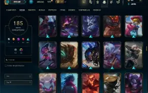 Unranked com TODOS os champs e 185 Skins ( Nivel 499 )