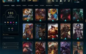 Unranked com TODOS os champs e 185 Skins ( Nivel 499 )