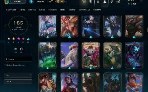 Unranked com TODOS os champs e 185 Skins ( Nivel 499 )