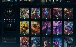 Unranked com TODOS os champs e 185 Skins ( Nivel 499 )