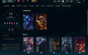 Unranked com 35 Champs e 14 Skins