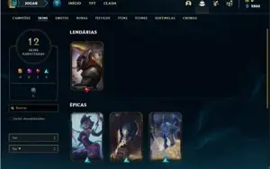 Conta unranked com 48 Champs e 12 Skins
