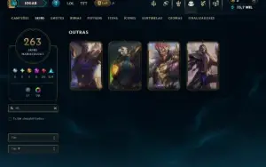 Bronze 1 com TODOS os Champs e 263 Skins ( TOP / MID / JG )