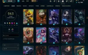 Bronze 1 com TODOS os Champs e 263 Skins ( TOP / MID / JG )
