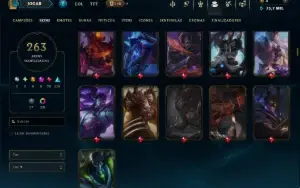 Bronze 1 com TODOS os Champs e 263 Skins ( TOP / MID / JG )