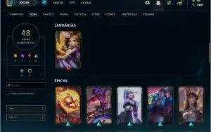 CONTA OURO 3 COM 48 SKINS E 57 CHAMPS