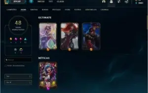 CONTA OURO 3 COM 48 SKINS E 57 CHAMPS