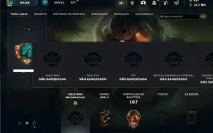 Unranked com 62 Champs e 88 Skins ( MAIN SUP )