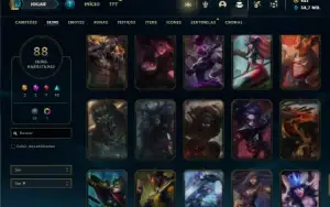 Unranked com 62 Champs e 88 Skins ( MAIN SUP )