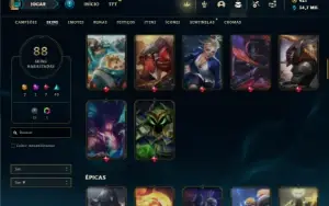 Unranked com 62 Champs e 88 Skins ( MAIN SUP )