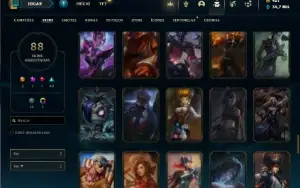Unranked com 62 Champs e 88 Skins ( MAIN SUP )