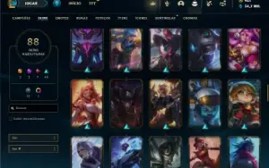 Unranked com 62 Champs e 88 Skins ( MAIN SUP )
