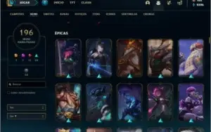Conta prata 2 com 155 champs e 196 skins