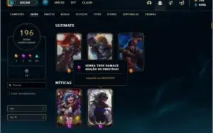 Conta prata 2 com 155 champs e 196 skins